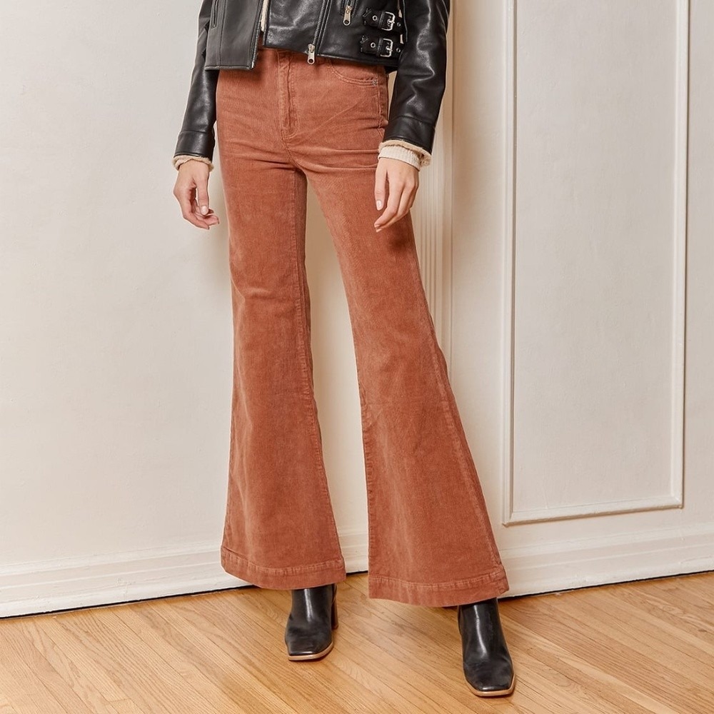 NEW Rolla's Eastcoast Flare Corduroy Pants Sz 25 Cinnamon Rust Orange‎ High Rise